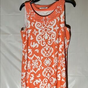 Allison Daley Beautiful Orange/Coral & White Dress